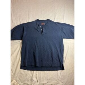 Authentic GFC Henley Shirt Mens Size XL Navy Blue Short Sleeve Cotton Casual